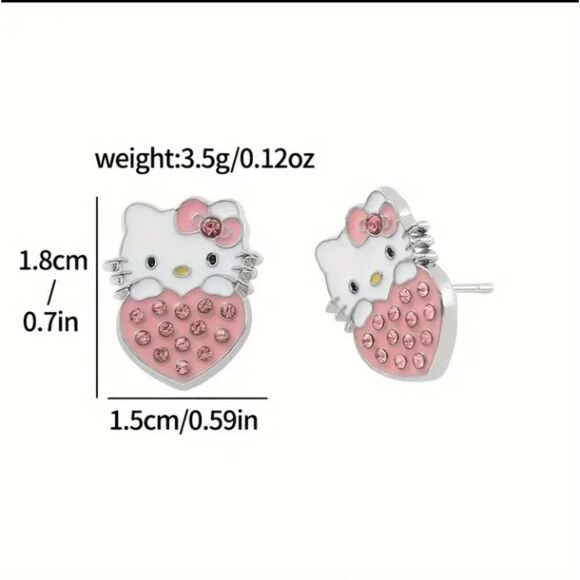 Hello Kitty Pink Crystal Heart Earrings - Picture 2 of 4